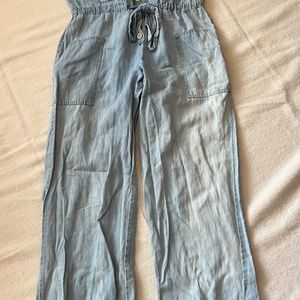 A.P.C Chambray Denim Overalls Jumpsuit Faded Blue Wash Button Front